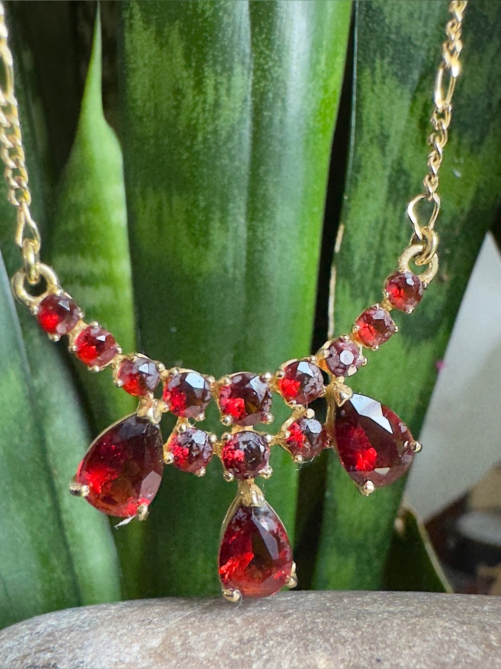 18k Garnet Drop Necklace